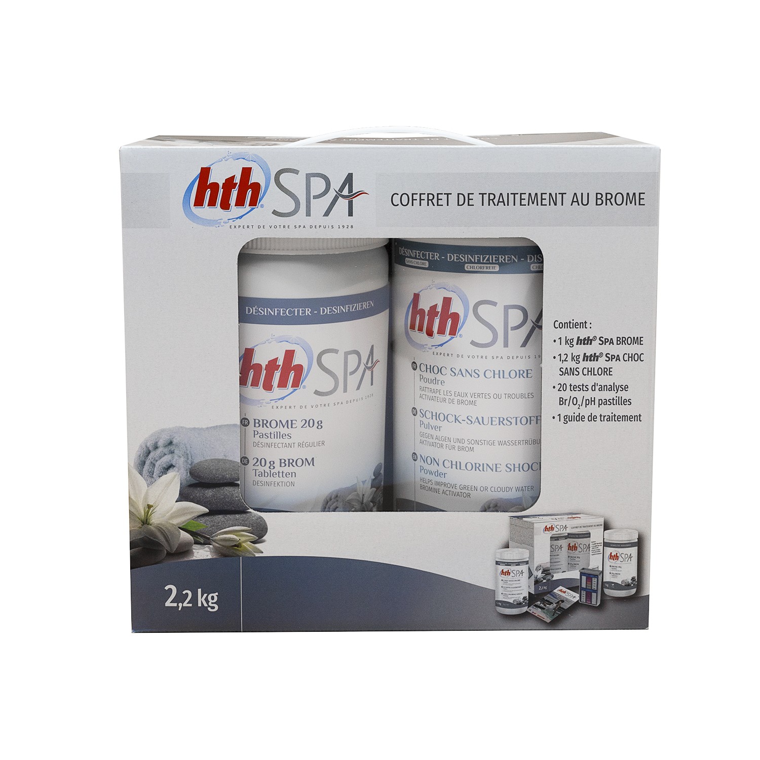HTH Spa Chlore Stabilisé Multifonction - Pastilles - 1,2kg - Traitement Eau  Spa